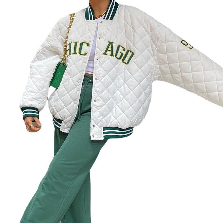 Fashion Letters Spring Loose Slim Looking Embroidered Coat Baseball Uniform Image 1