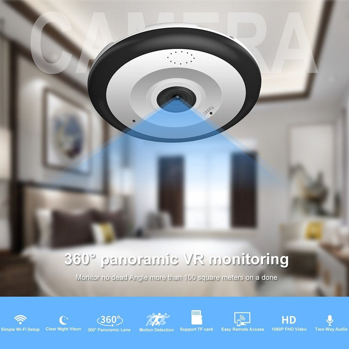 HD 1080P 360 VR Fisheye Camera V380 Mobile Phone Remote Home Wireless Monitor Panoramic Camera Image 3