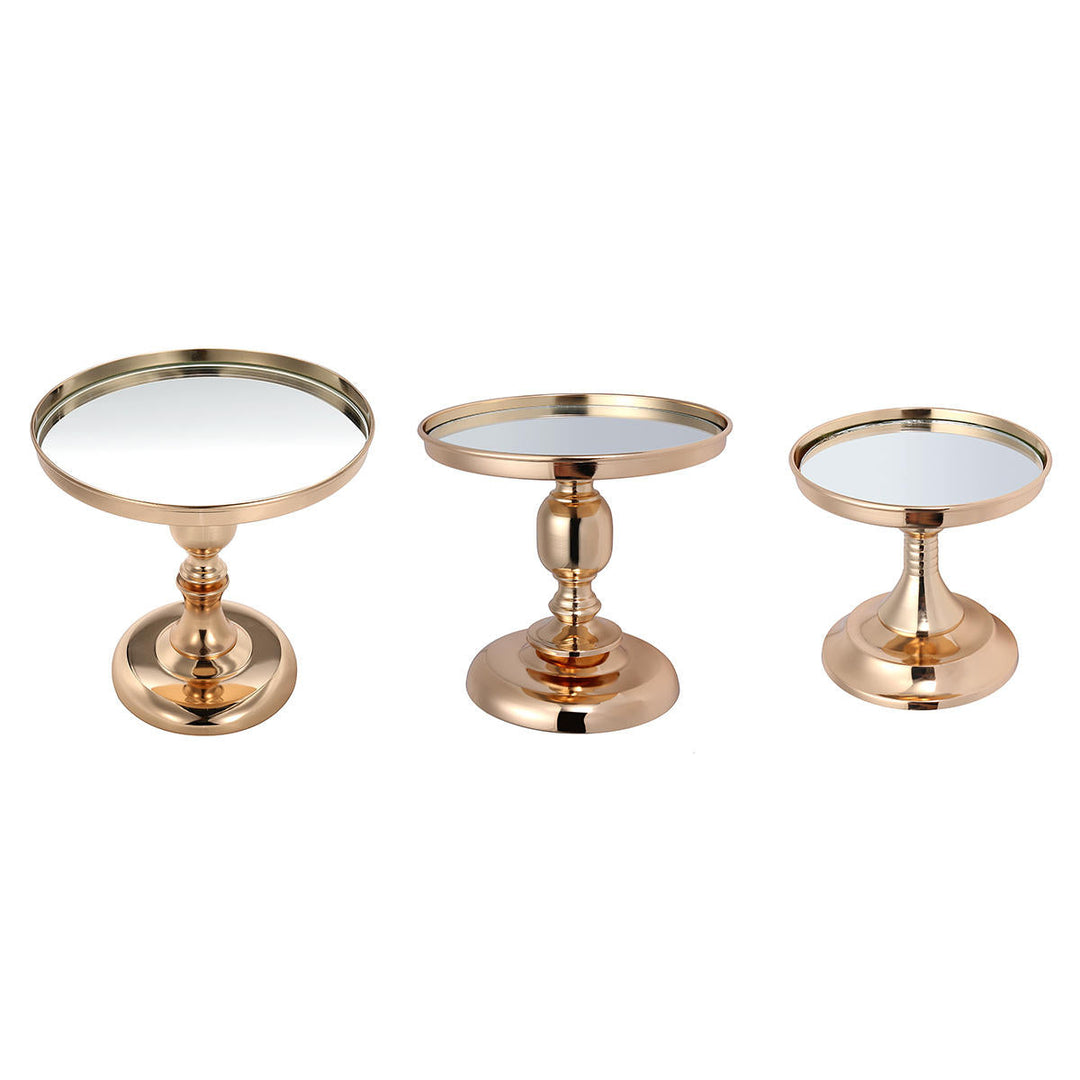 Gold Plated Mirror Cake Pan Stand Glass Round Wedding Display Pedestal 8 10 12 Inch Image 1