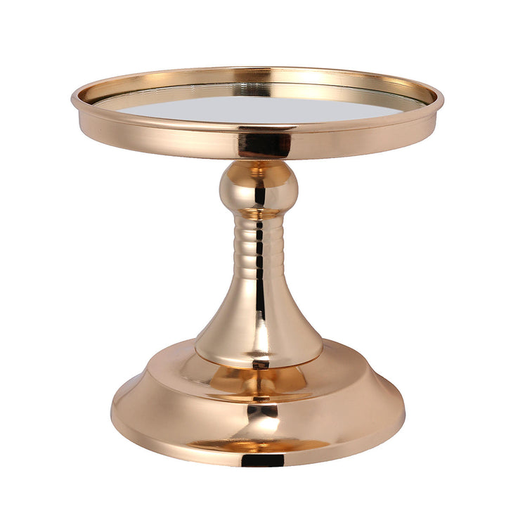 Gold Plated Mirror Cake Pan Stand Glass Round Wedding Display Pedestal 8 10 12 Inch Image 4