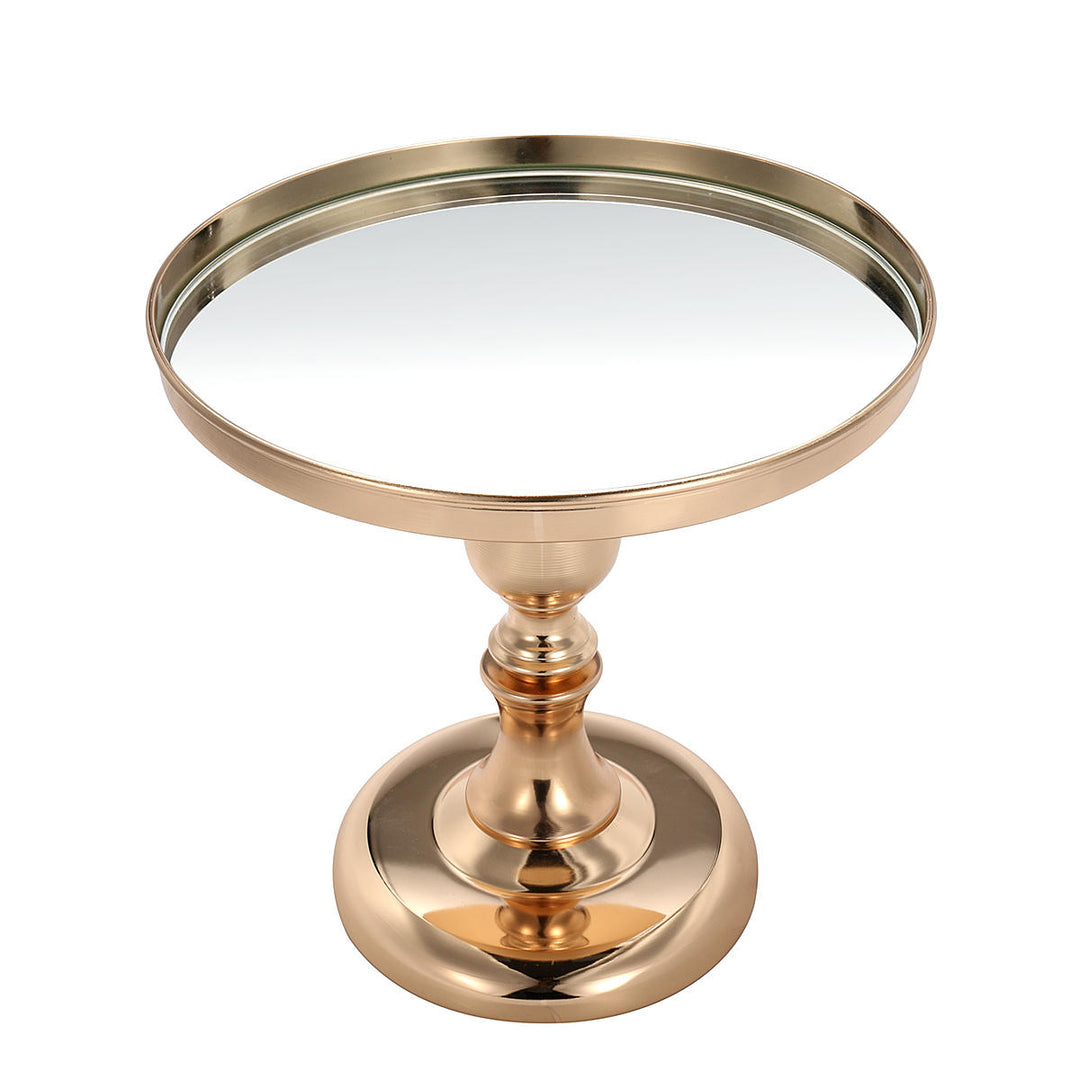 Gold Plated Mirror Cake Pan Stand Glass Round Wedding Display Pedestal 8 10 12 Inch Image 6