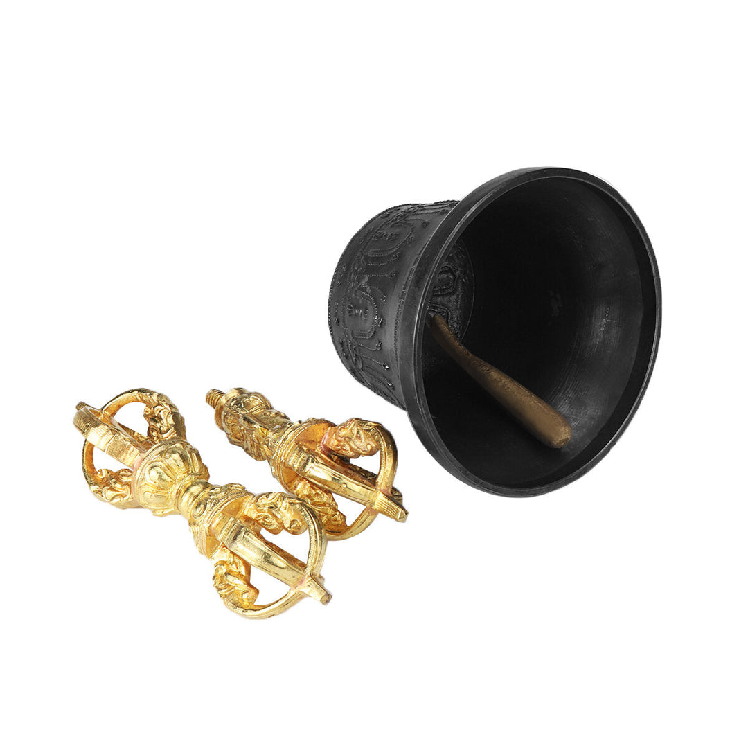 Gold Copper Handheld Bells Spiritual Meditation Singing Brass Craft Image 4