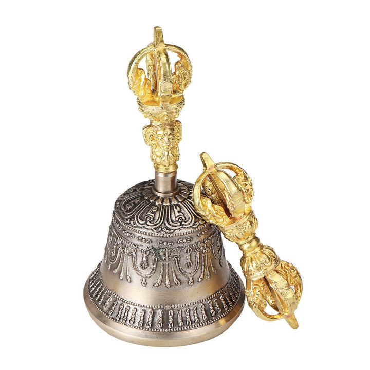 Gold Copper Handheld Bells Spiritual Meditation Singing Brass Craft Image 11