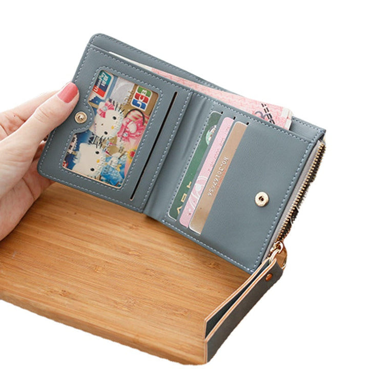 Frosted Wallet Short Zipper Foldable Wallet Retro Mini Coin Purse Student Image 3