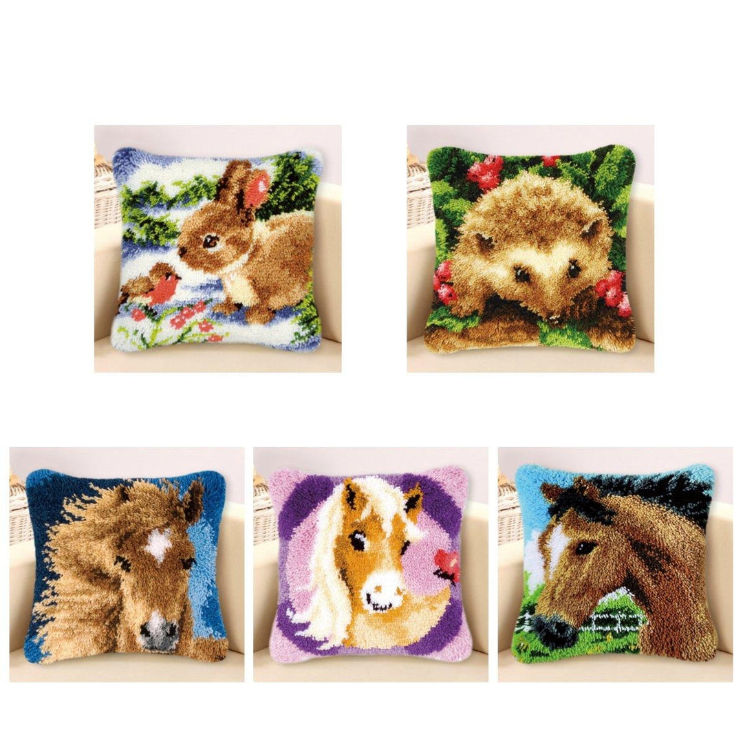 Funny Animal Pattern Latch Hook Kit Pillow Case Making Kit DIY Craft 43x43cm Image 4