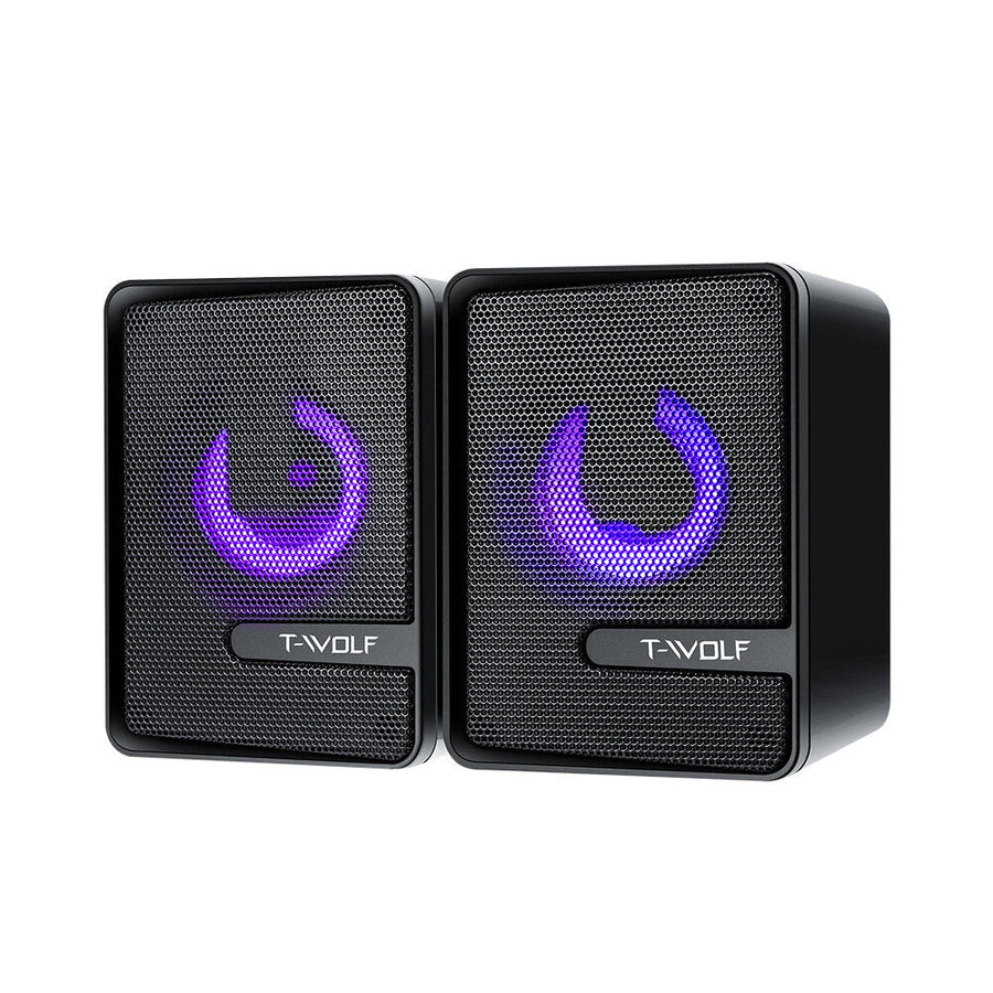 Gaming Speakers Wired Dual Computer Colorful LED Lights Loudspeaker Stereo Bass Satellite Speakers Image 1