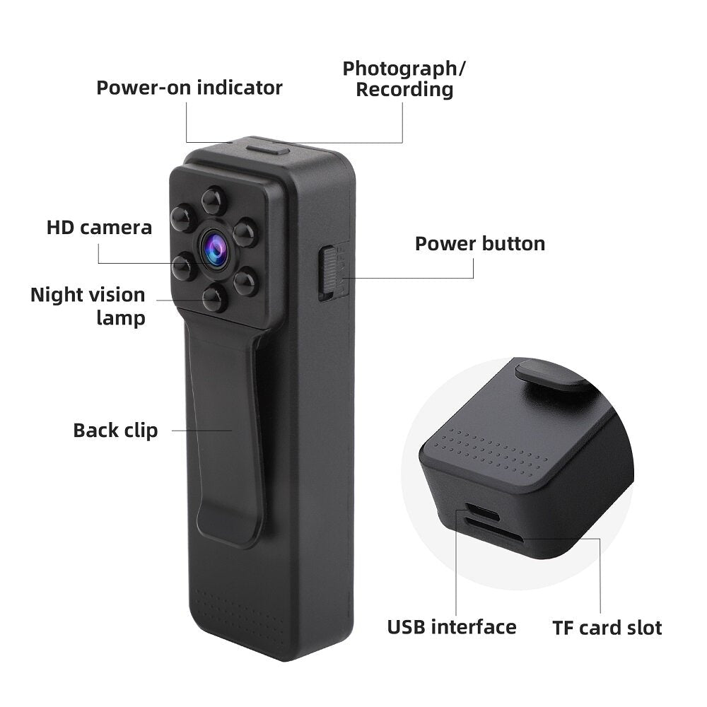 HD 1080P Back Clip Camera Mini Camcorders Conference Meeting Work Recorder Sports Recording Camera Image 6