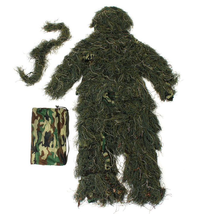 Ghillie Suit Camo 3D Woodland Camouflage Forest Hunting Hide Camping Clothing 5Pcs Bag Image 1