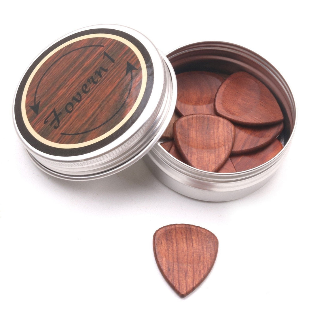 Guitar Accessories Wood Pick Wooden Box and Picks Plectrum Storage One + Ten Image 3