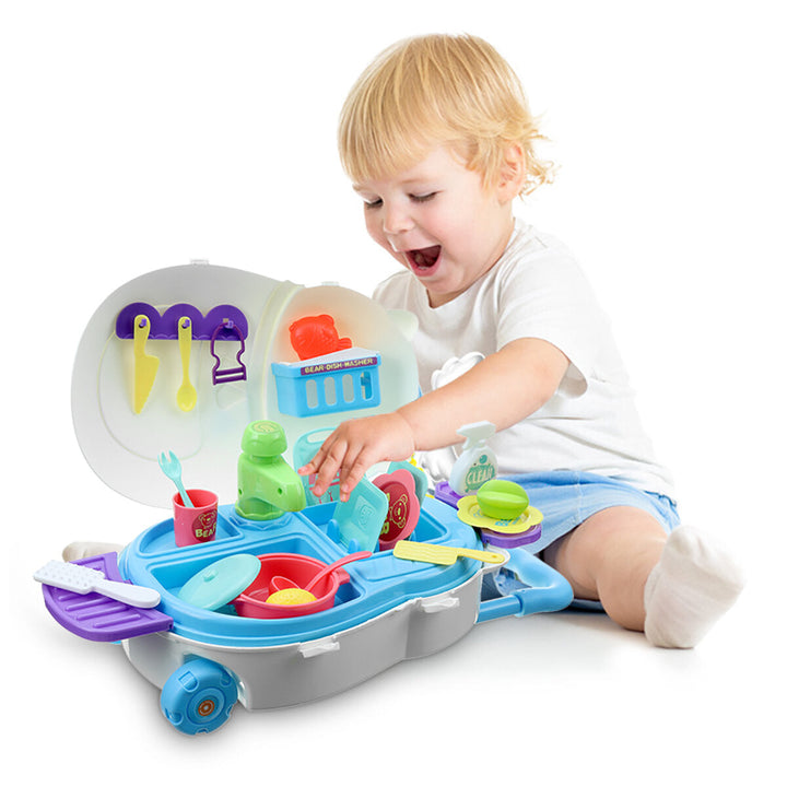 Kids Kitchen Dishwasher Playing Sink Dishes Toys Play Pretend Play Toy Set Image 2