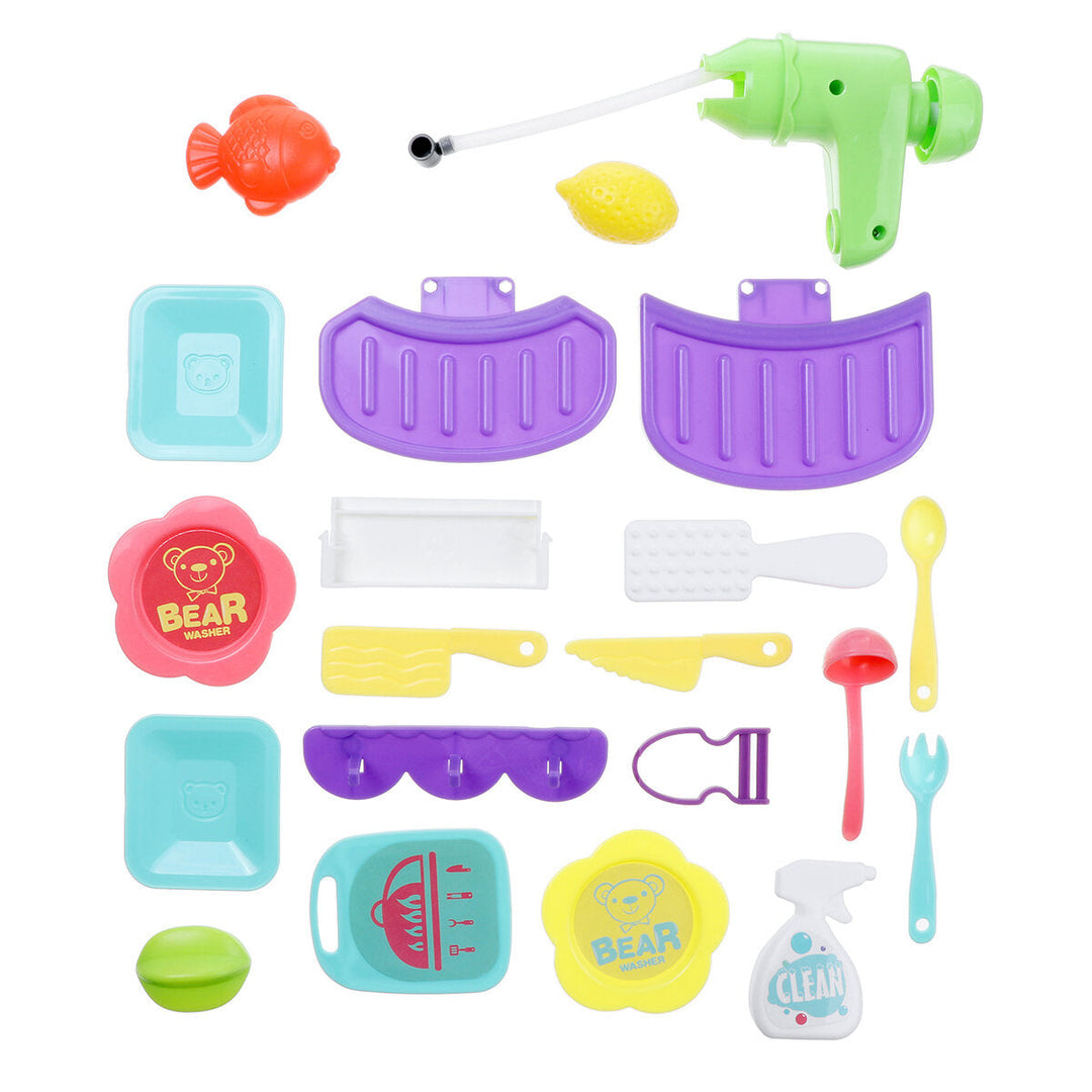 Kids Kitchen Dishwasher Playing Sink Dishes Toys Play Pretend Play Toy Set Image 3