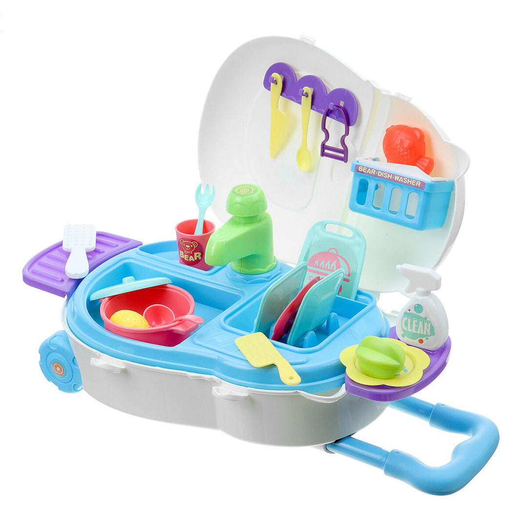Kids Kitchen Dishwasher Playing Sink Dishes Toys Play Pretend Play Toy Set Image 7