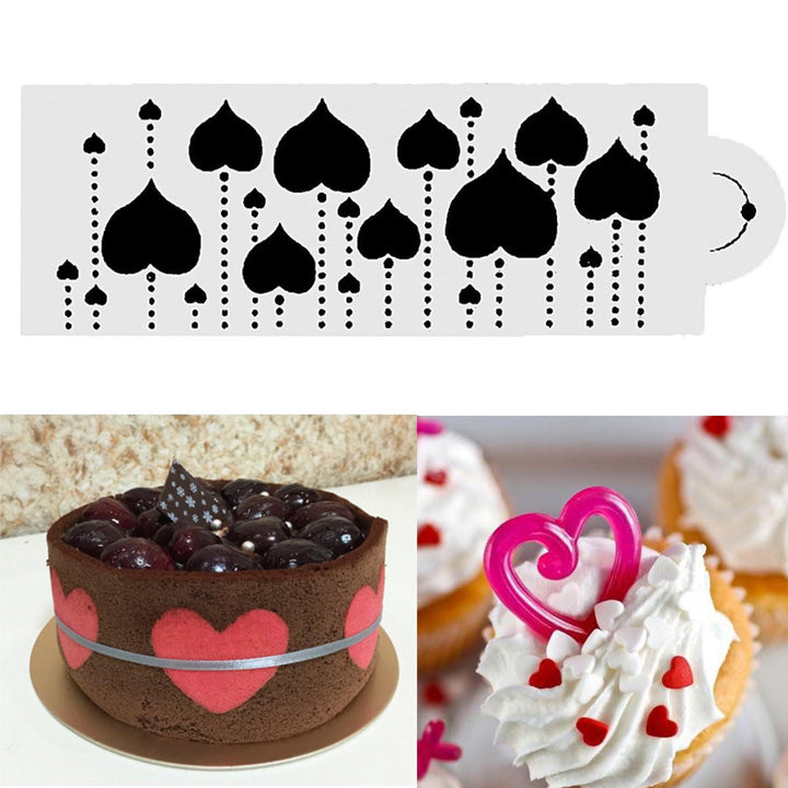 Heart Side Cake Stencil Fondant Designer Decorating Craft Cookie Baking Tool Image 4