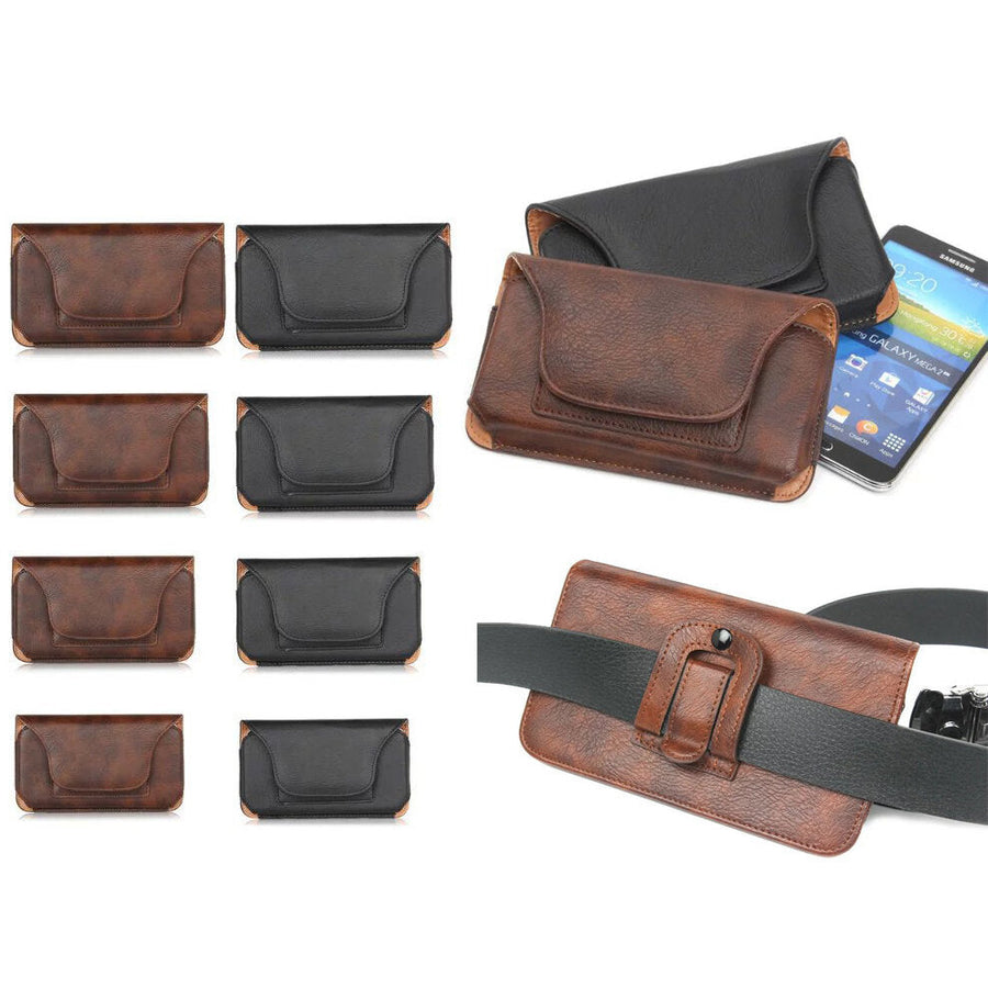 Leather Waist Bag Card Mobile Phone Storage Cover Bag Waterproof Tactical Bag For XS XR XSMAX 5.1",5.5",6.3" Phone Image 1