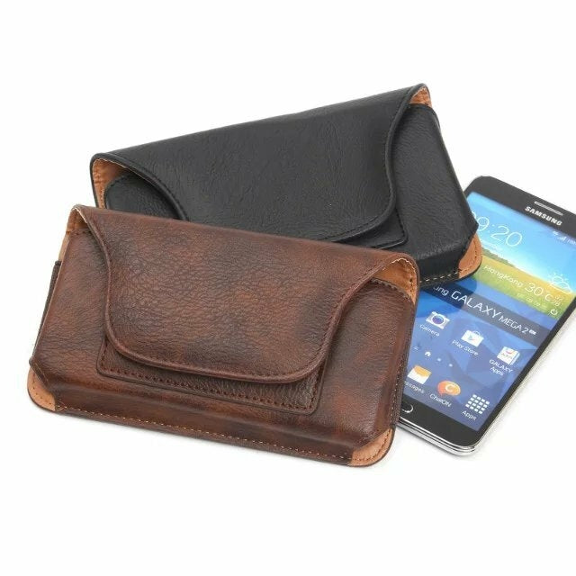 Leather Waist Bag Card Mobile Phone Storage Cover Bag Waterproof Tactical Bag For XS XR XSMAX 5.1",5.5",6.3" Phone Image 8