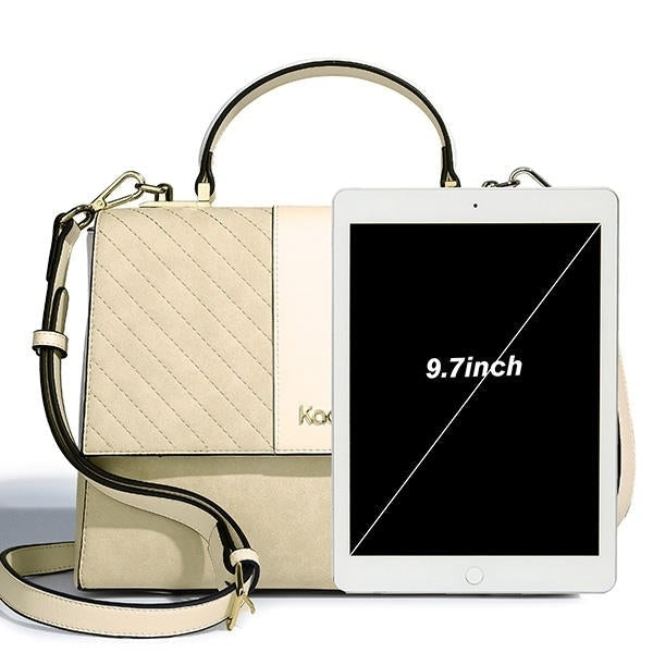 Leather Twill Design Handbag Clamshell Lady Messenger Crossbody Bag Image 3