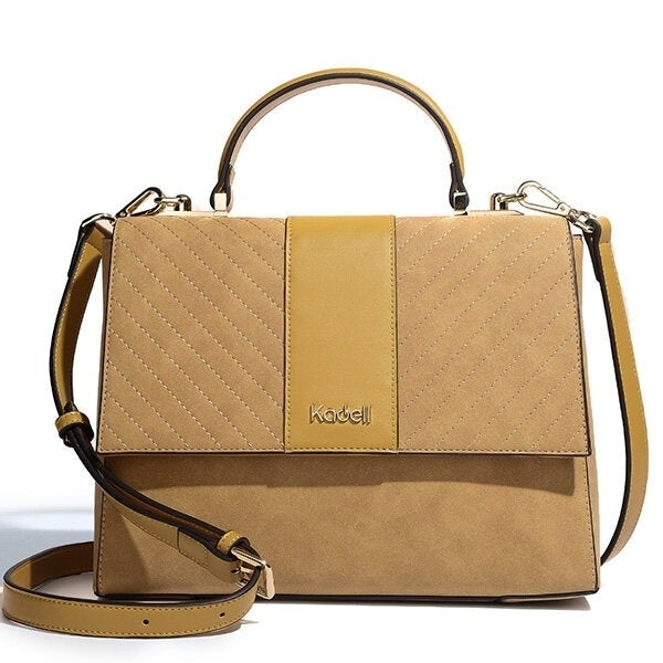Leather Twill Design Handbag Clamshell Lady Messenger Crossbody Bag Image 4