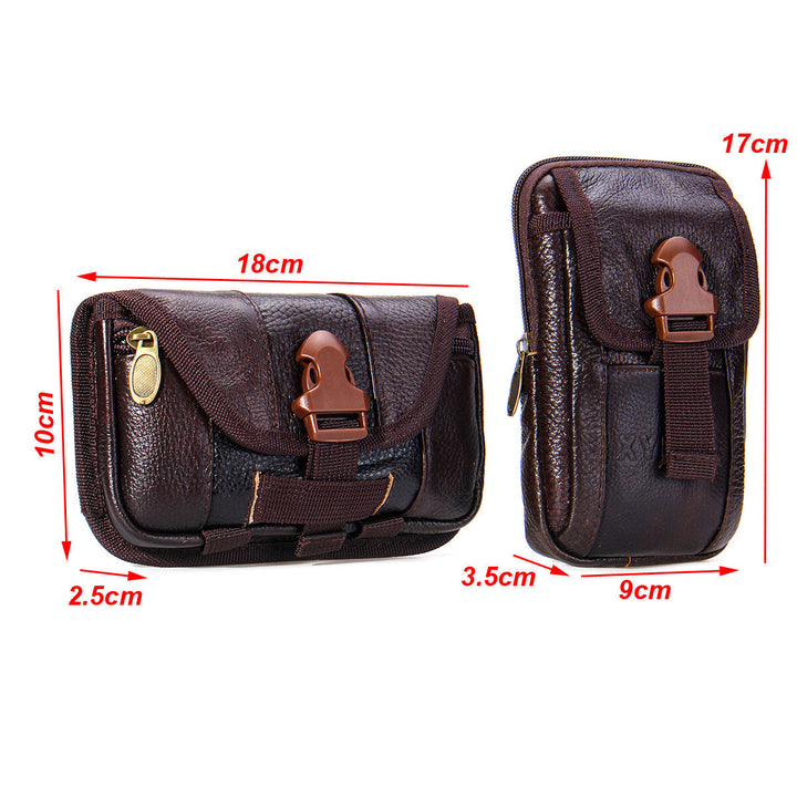Leather Waist Bag Wallet Coin Storage Bag Double Layer Pack Phone Bag Image 2