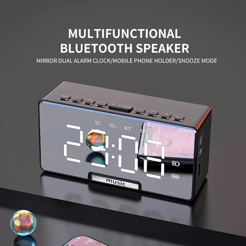 LED Alarm Clock Speaker Luminous Multi-function Retro bluetooth 5.0 Loudspeaker for  Digital Alarm Clock Image 3