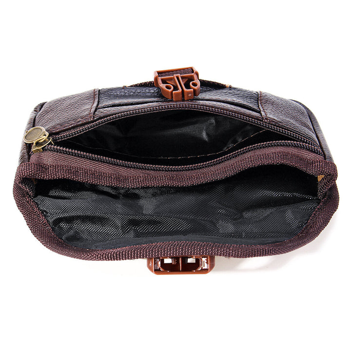 Leather Waist Bag Wallet Coin Storage Bag Double Layer Pack Phone Bag Image 4