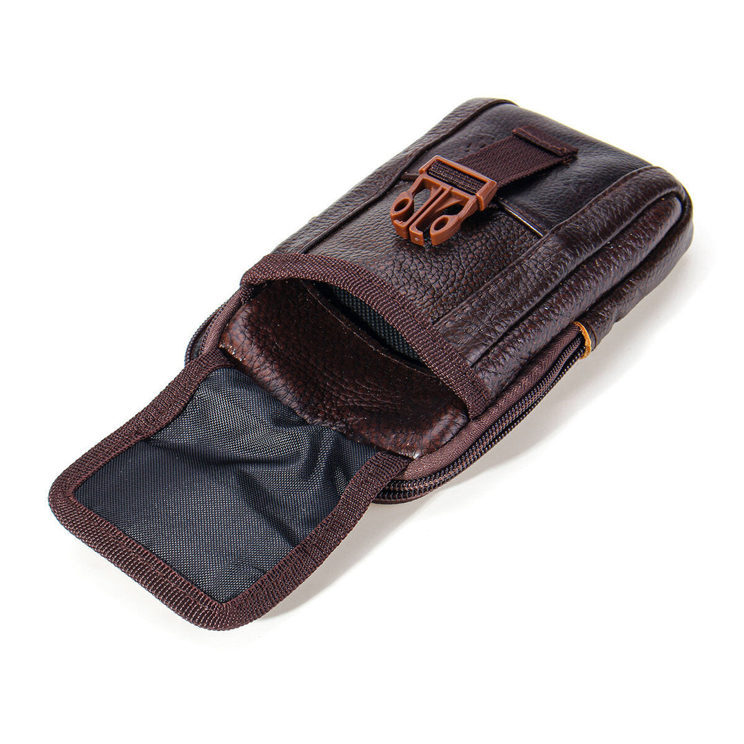 Leather Waist Bag Wallet Coin Storage Bag Double Layer Pack Phone Bag Image 10