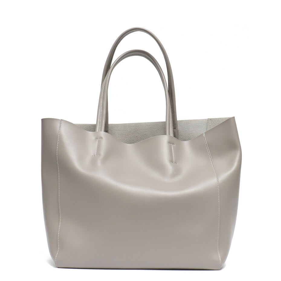 Luxury Brand Cow Leather Tote Bags Designer Cowhide Handbags Women Shoulder Bags Fashion Female Large Capacity Liner Bag Image 2