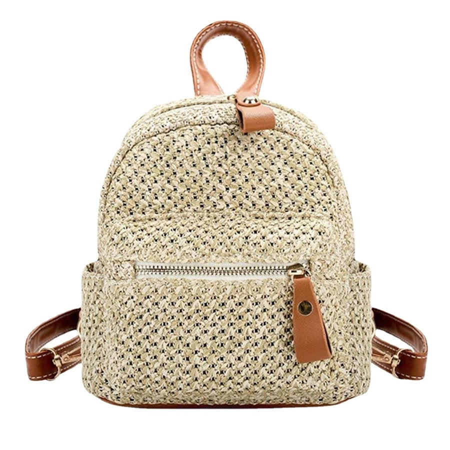 Lady weave Shoulder Bags Rattan Handmade Bohemian Mini Backpack Handbag DTTT Image 1