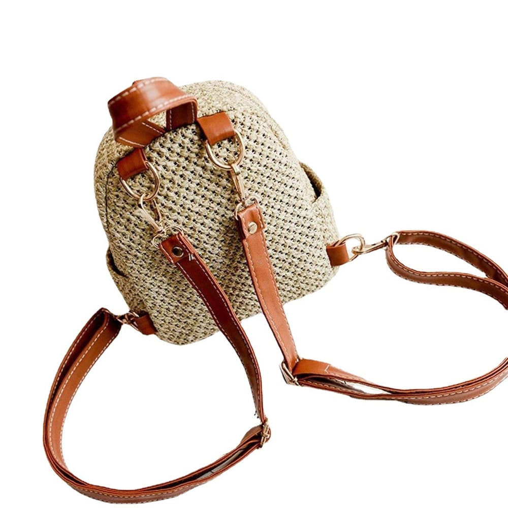 Lady weave Shoulder Bags Rattan Handmade Bohemian Mini Backpack Handbag DTTT Image 2