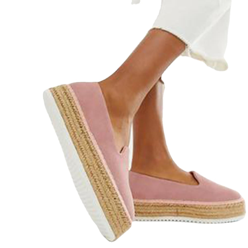 Large Size Women Suede Espadrilles Straw Braided Platform Loafers Image 6
