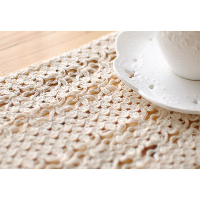 Lace Hollow Cotton Tableware Mat Table Runner Tablecloth Desk Cover Heat Insulation Bowl Pad Image 3