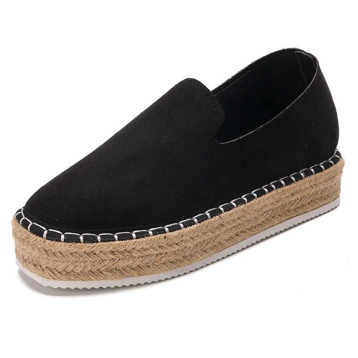 Large Size Women Suede Espadrilles Straw Braided Platform Loafers Image 11