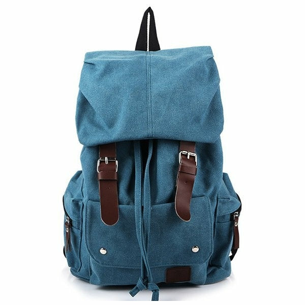 Men And Women Canvas Backpack Leisure Drawstring Rucksack Students School Bags Image 4