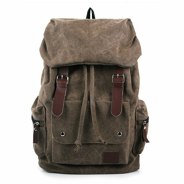 Men And Women Canvas Backpack Leisure Drawstring Rucksack Students School Bags Image 6