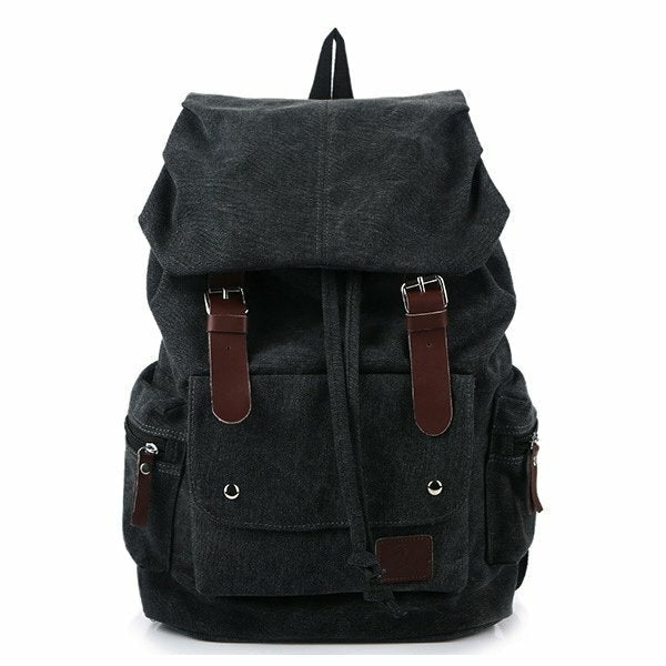 Men And Women Canvas Backpack Leisure Drawstring Rucksack Students School Bags Image 7