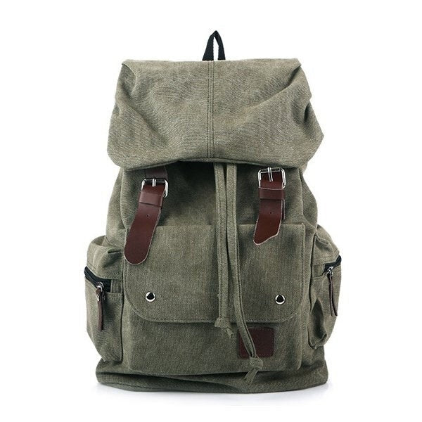 Men And Women Canvas Backpack Leisure Drawstring Rucksack Students School Bags Image 8