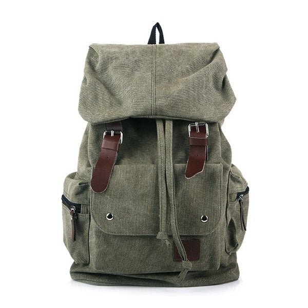 Men And Women Canvas Backpack Leisure Drawstring Rucksack Students School Bags Image 1