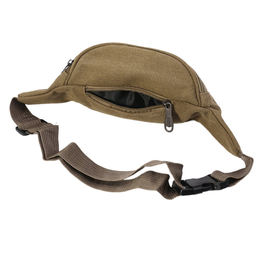 Men Canvas Waist Bag Outdoor Camping Hiking Traveling Sports Bag Storage Bag Image 2