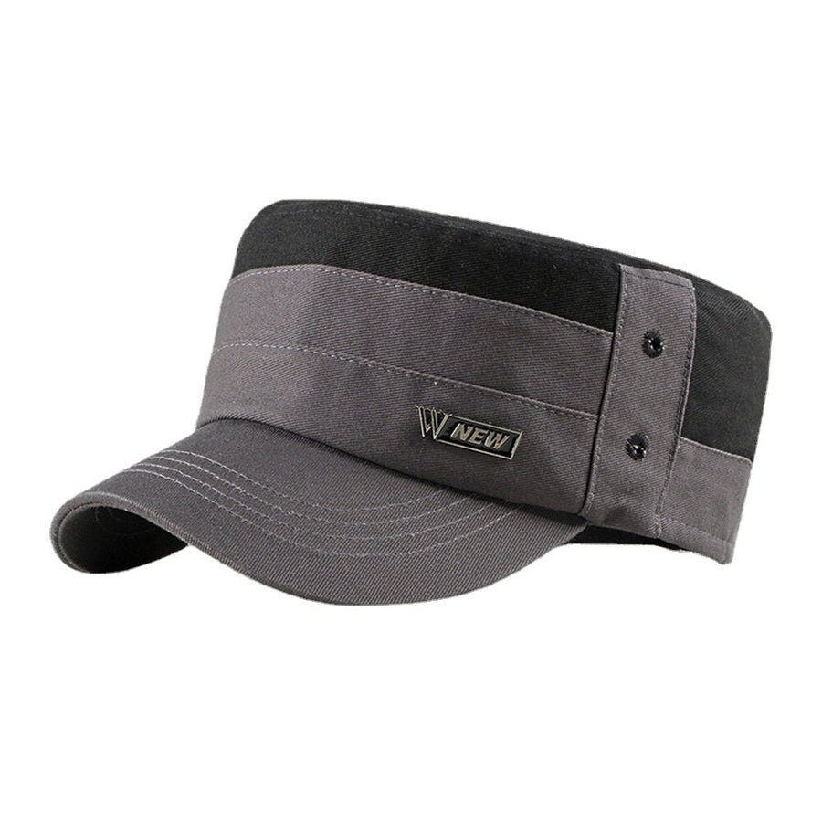 Men Cotton Contrast Color Breathable Sunvisor Military Hat Flat Hat Peaked Hat Image 1