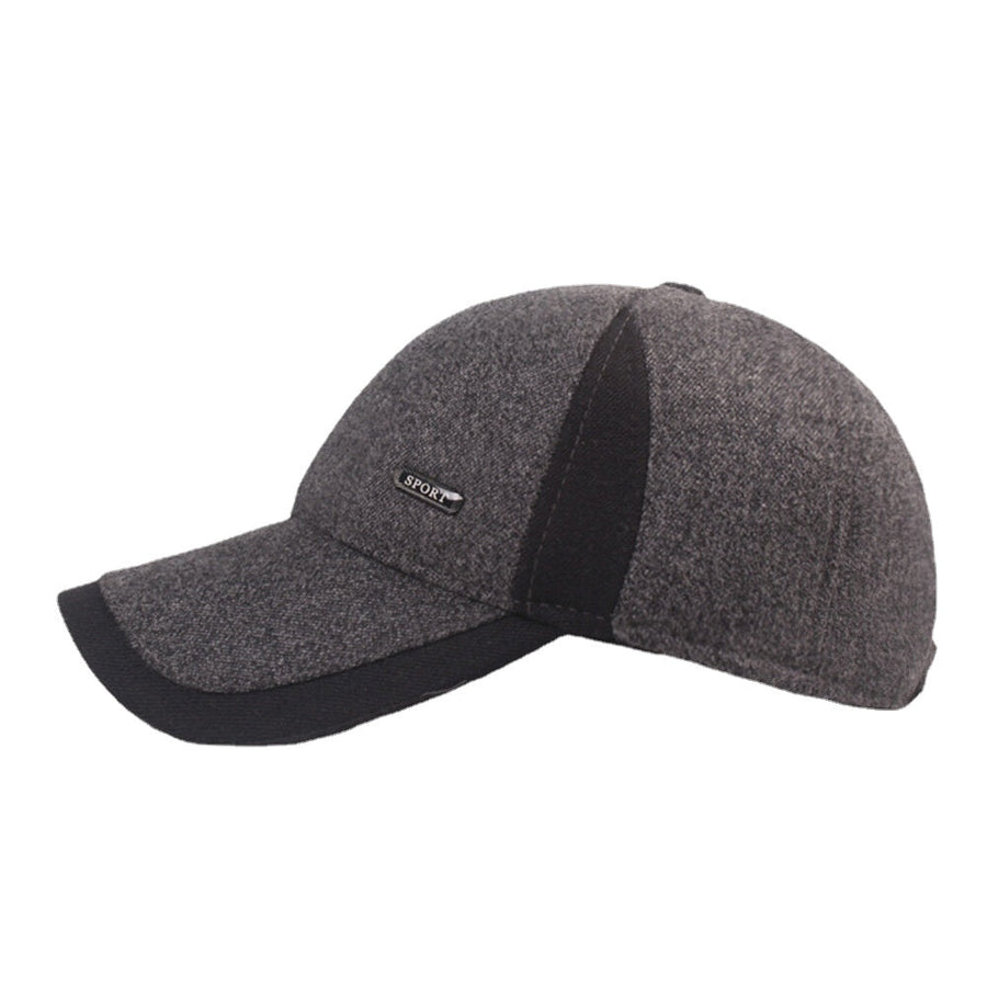 Men Cotton Patchwork Built-in Ear Protection Thick Warmth Baseball Cap Color-match Letter Metal Label Newsboy Caps Image 1