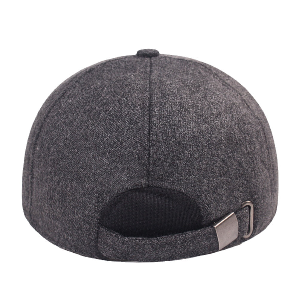 Men Cotton Patchwork Built-in Ear Protection Thick Warmth Baseball Cap Color-match Letter Metal Label Newsboy Caps Image 2