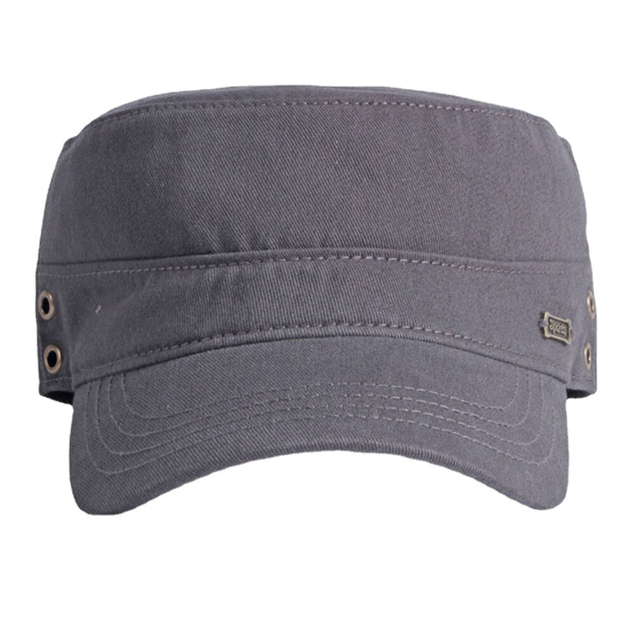 Men Cotton Solid Color ritish Fashion Sunscreen Sunshade Flat Cap Military Hat DTTT Image 1