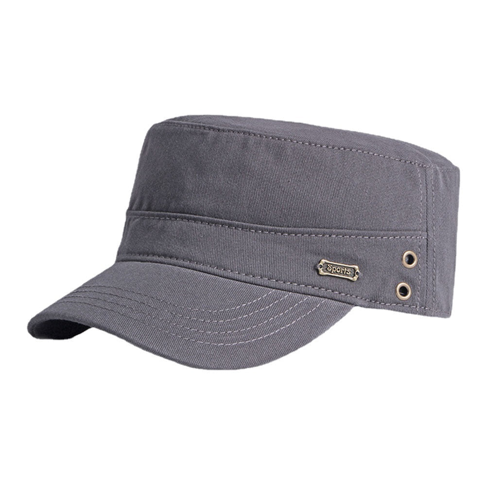 Men Cotton Solid Color ritish Fashion Sunscreen Sunshade Flat Cap Military Hat DTTT Image 3