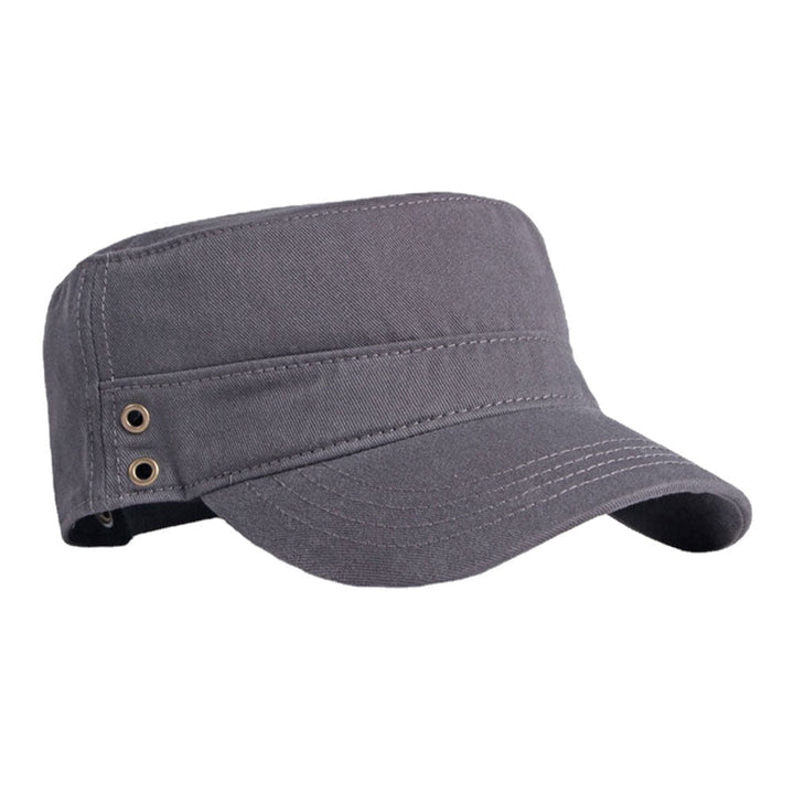 Men Cotton Solid Color ritish Fashion Sunscreen Sunshade Flat Cap Military Hat DTTT Image 6