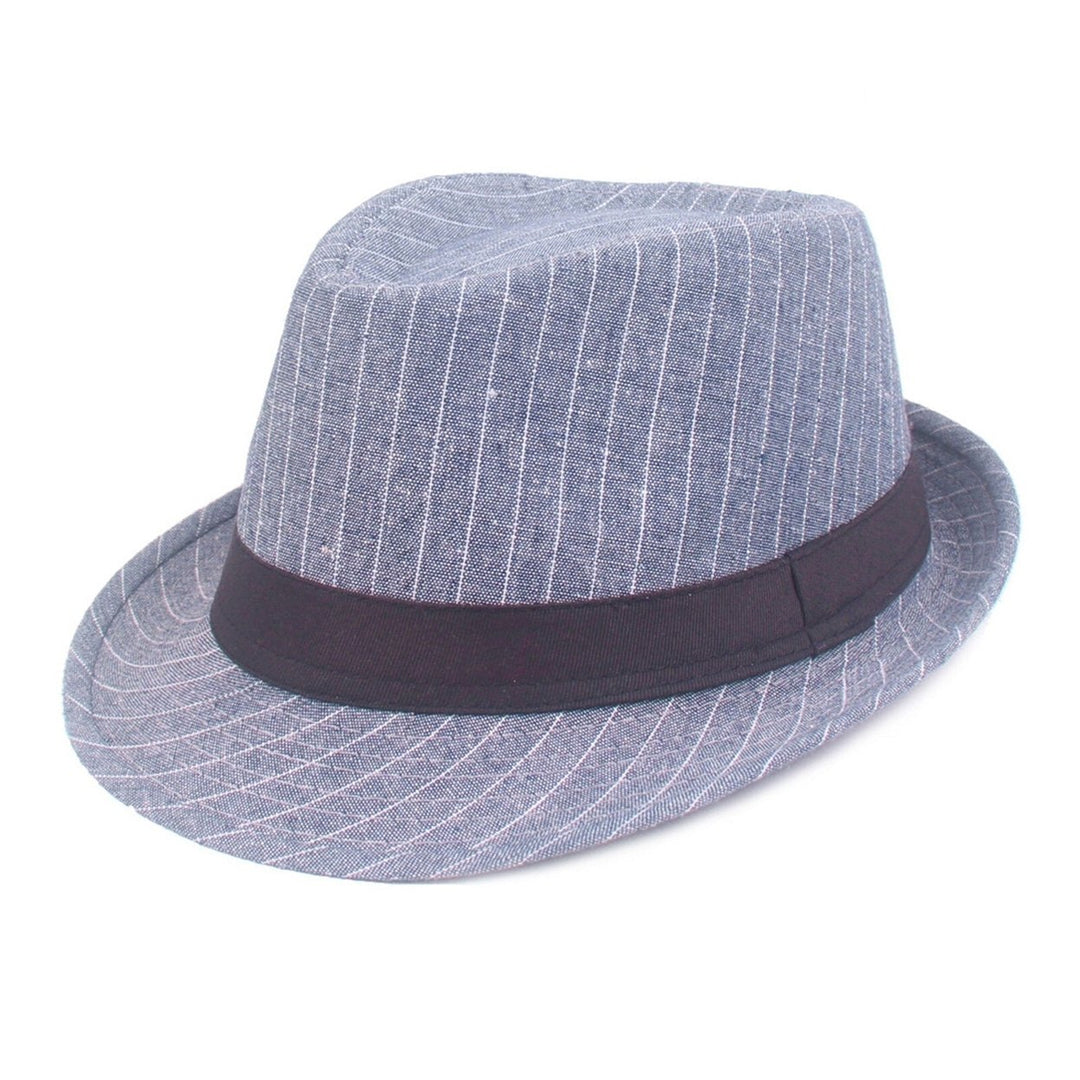 Men Cotton Striped Casual All-match Sunshade Top Hats Flat Hats DTTT Image 1