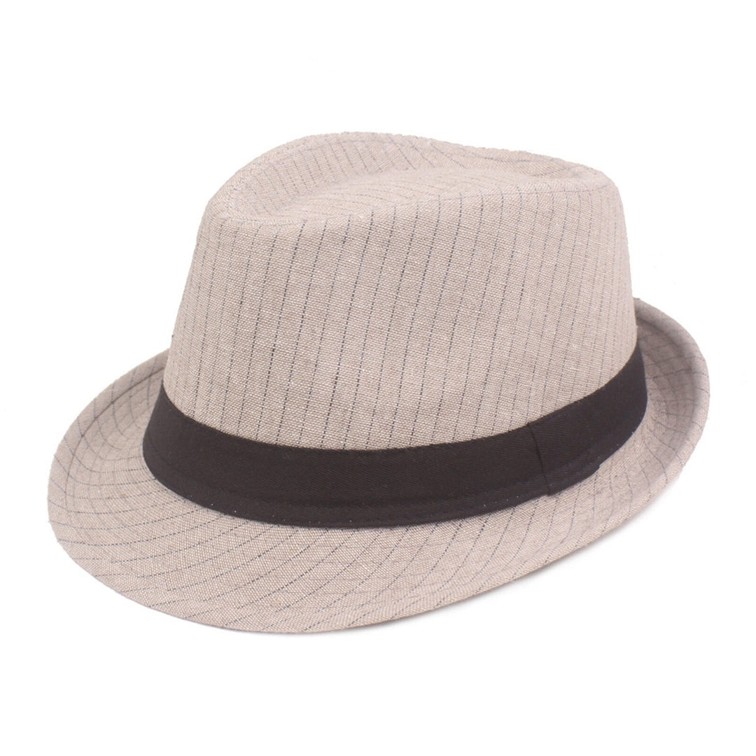 Men Cotton Striped Casual All-match Sunshade Top Hats Flat Hats Image 1