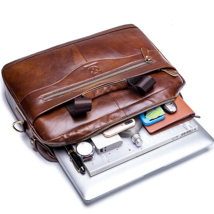 Men Genuine Leather Shoulder Bag Business Travel Crossbody Messenger Handbag Briefcase Image 2