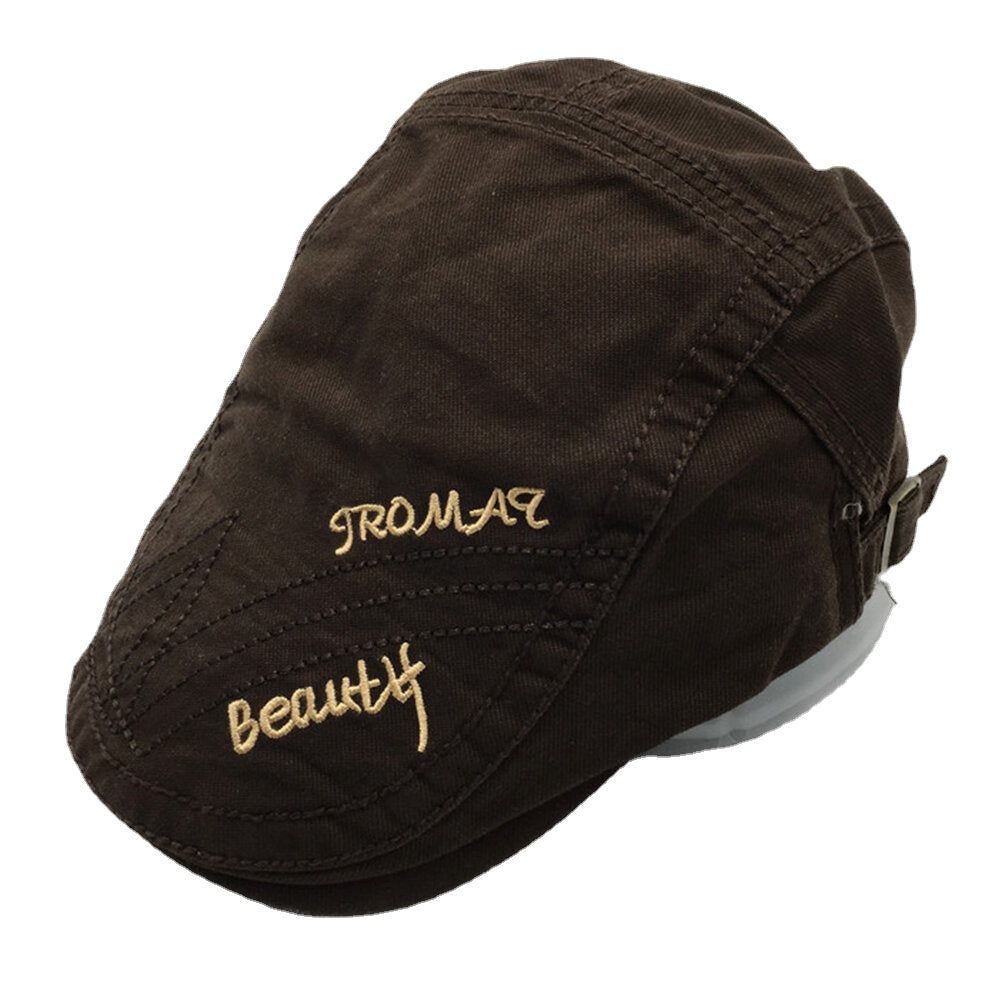 Men Letter Embroidery Solid Color Casual Fashion Sunvisor Flat Hat Forward Hat Beret Hat Image 1