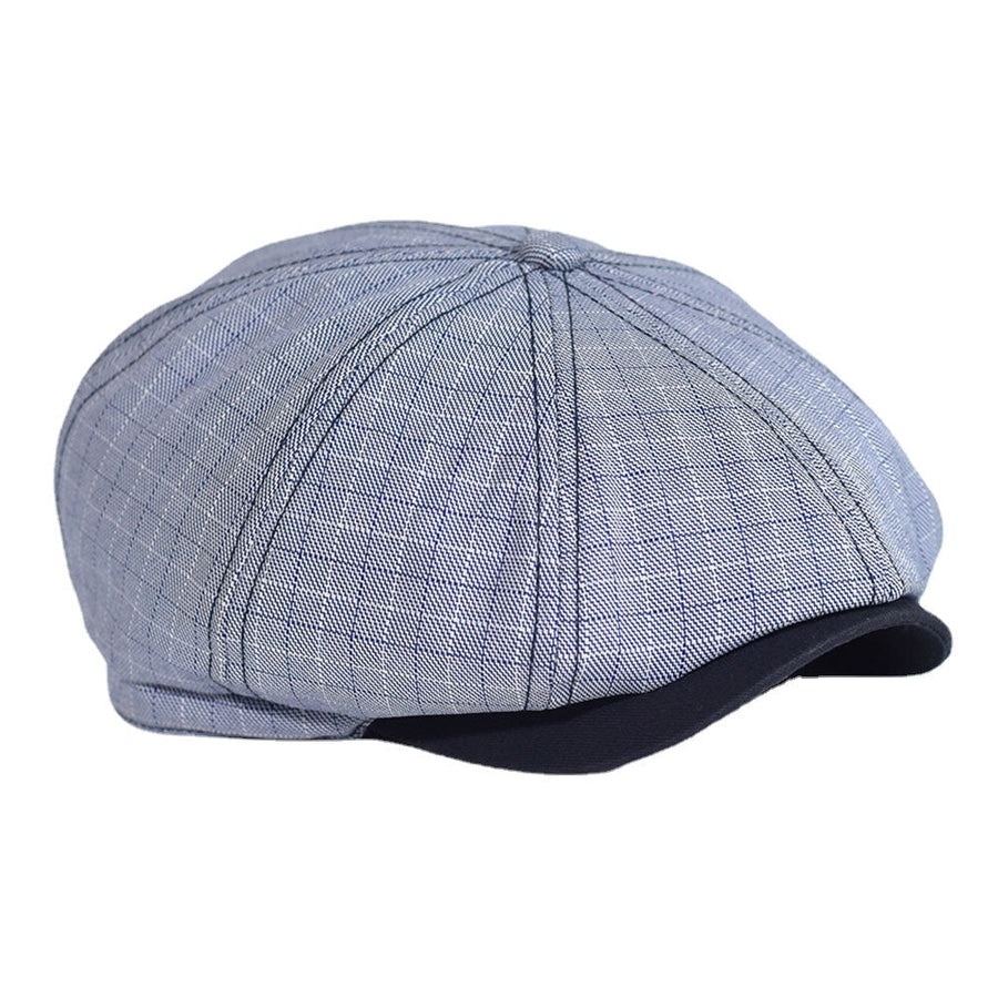 Men Plaid Striped Pattern Thin Casual Newsboy Hat Beret Cap Octagonal Hat Painter Cap Forward Cap Image 1