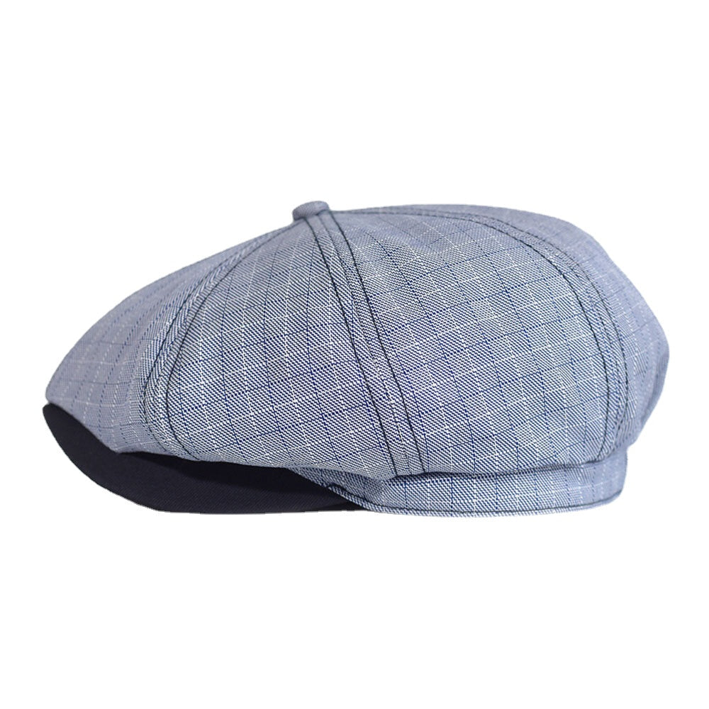 Men Plaid Striped Pattern Thin Casual Newsboy Hat Beret Cap Octagonal Hat Painter Cap Forward Cap Image 2