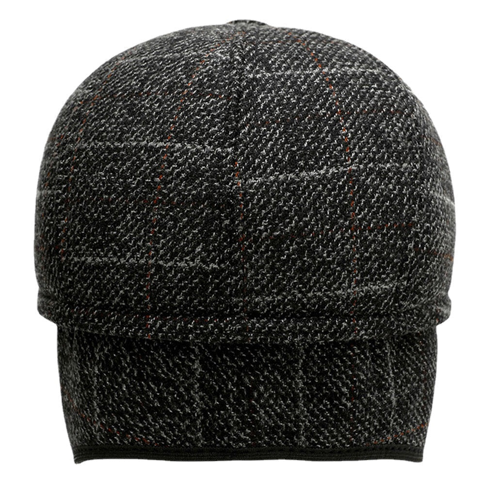 Men Woolen Ear Protection Keep Warm Lattice Pattern Casual Forward Hat Beret Hat Image 4